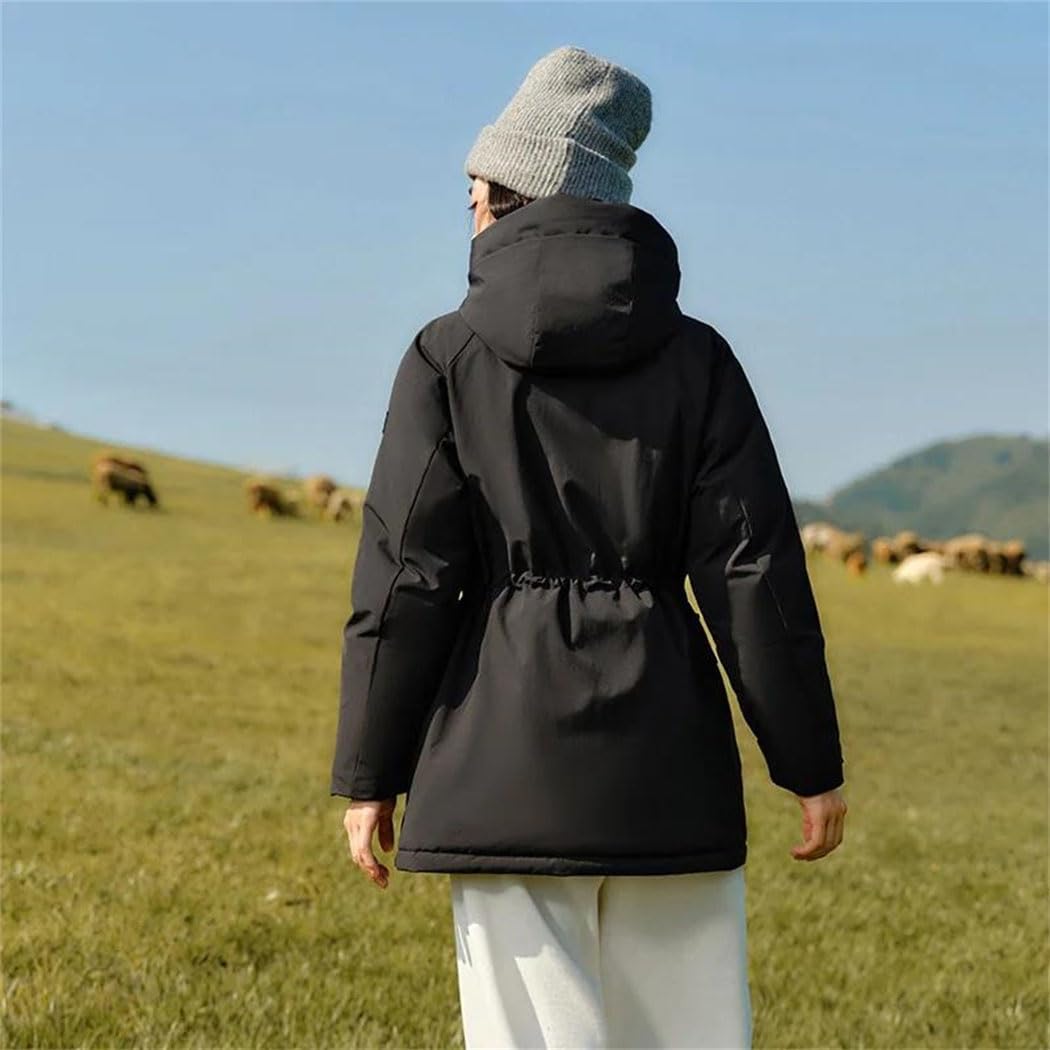 Women’s Goose Down Jacket Hooded Mid Length Casual Fashion Outerwear Thick Warm Winter Coat