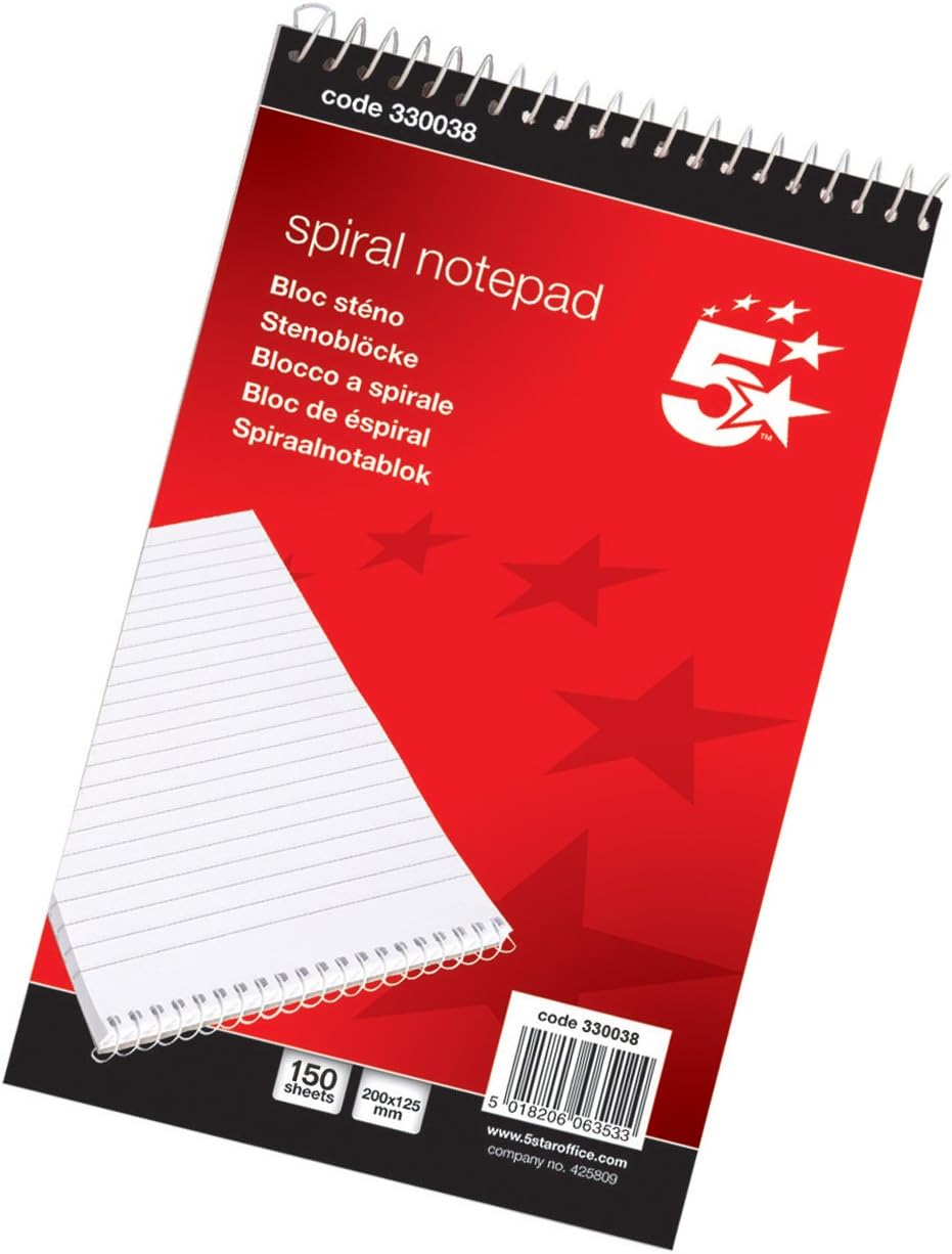 Office Spiral Notepad Headbound Ruled 300 Pages 127x200mm [Pack 10]