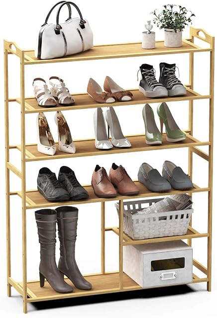 Lesfit Shoe Rack, Bamboo Shoe Racks Storage, 6 Tier Shoes Shelf Organizer