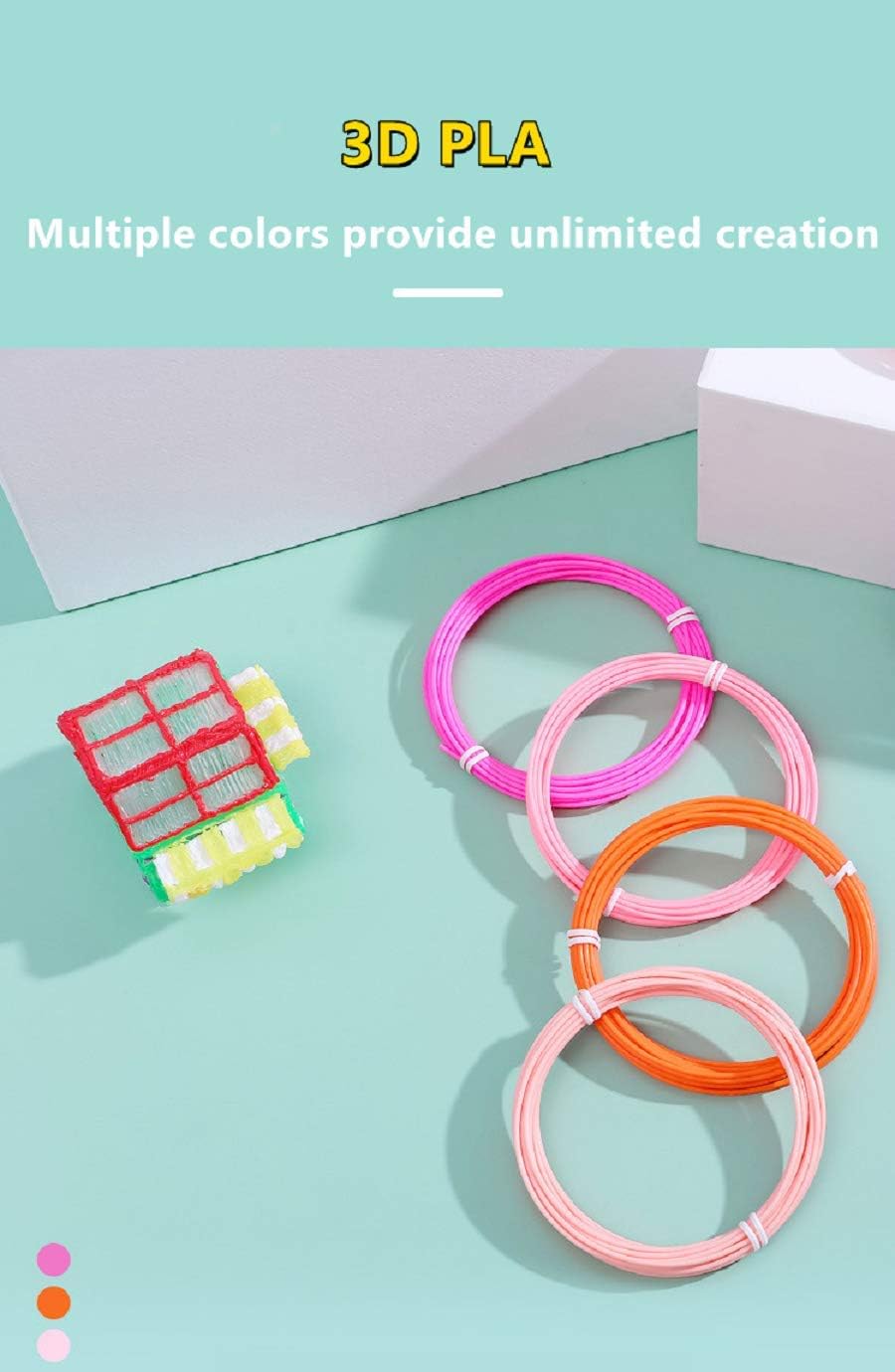 AhGuwa 3D Pen Refills PLA Filament 1.75 mm, 20 Colours 17 Feet, Total