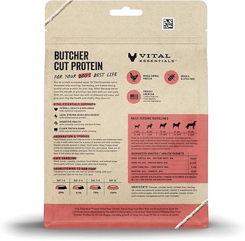 Vista 3 de Vital Essentials Paquete variado de alimentos crudos liofilizados para perros, proteína animal completa y equilibrada, mini puntas de carne de res