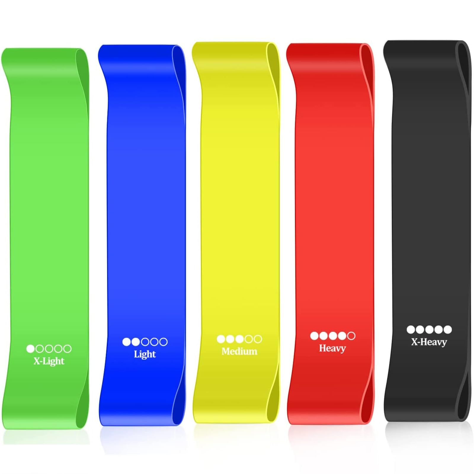 Resistance Bands Set, 5 Pcs Resistance Bands Stretch Bands Therapy Workout Bands for Home Fitness Gym Yoga Pilates (5 Resistance Levels)