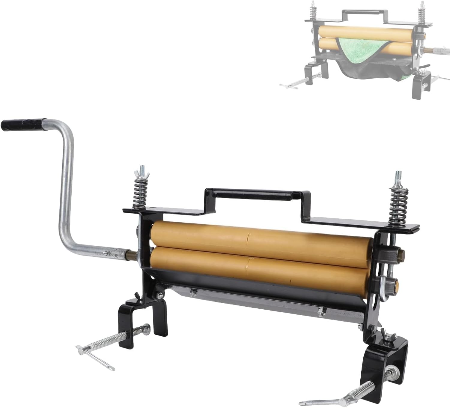 Manual Laundry Wringer - Heavy Duty Hand Crank Clothes Extractor with High Density Rubber Rollers, Portable for Car Washing and Camping