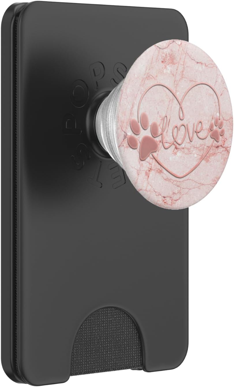 Pink Dog Paw Print Heart Love White Gray Pink Look PopSockets PopGrip for MagSafe