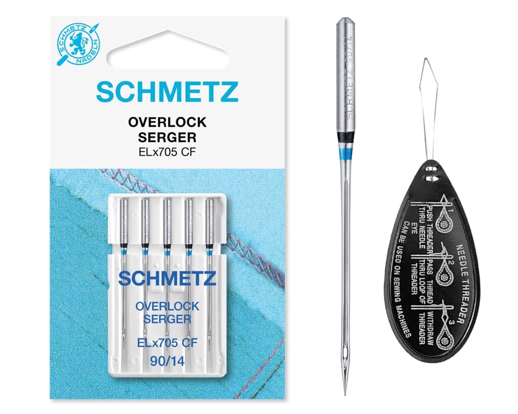 Ipc Sewing Parts Silver Overlock/Serger Elx705 Cf (Chrome Finish) Coverstitch Sewing Machine Needles, Size 90/14, Includes Large Needle Threader