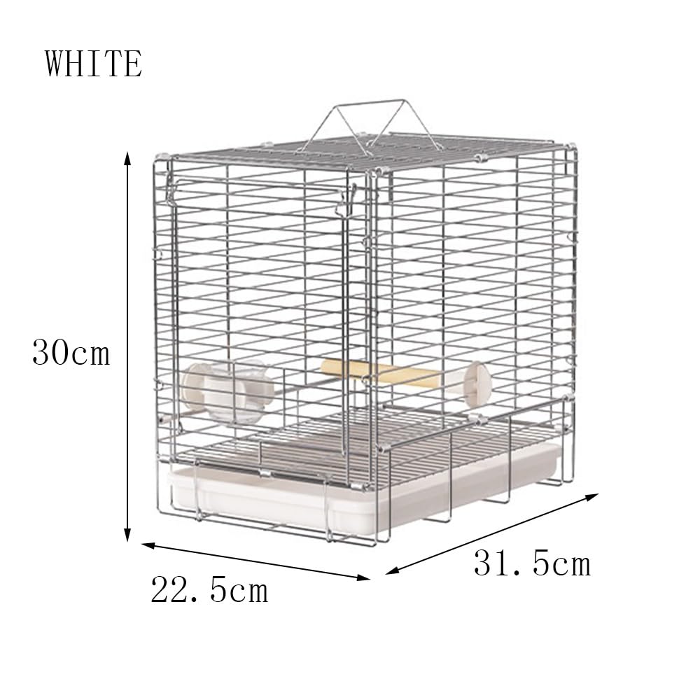Jaula para pájaros, Jaula para Loros con Bandeja Plegable y Asas Dobles para facilitar la Limpieza y el Transporte de Aves, Ideal para Uso en Exteriores. Jaula de Viaje para pájaros (Blanca)