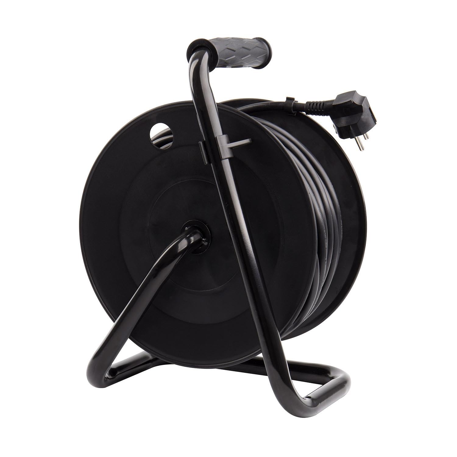 LEDKIA Carrete Alargador de Cable 25m 3x15mm con sistema Anti-Twist Negro