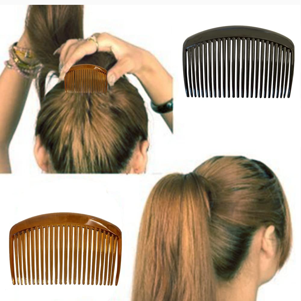 2 peines de plástico laterales para el cabello, peines laterales franceses, 23 dientes de plástico, pinzas para el pelo, accesorios para el cabello fino, mujeres y niñas