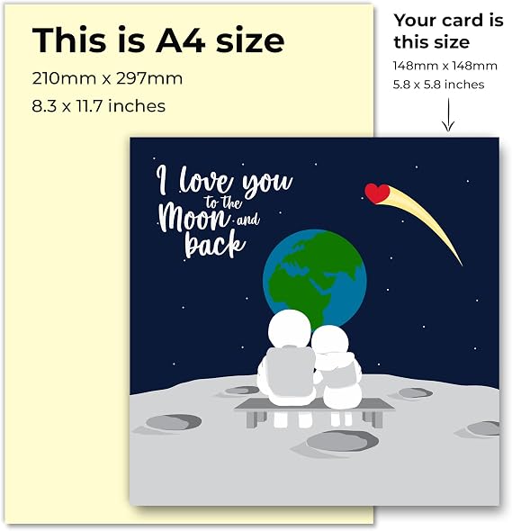 Valentines Day Card for Him or Her Valentine's Day Cards for Girlfriend, Boyfriend, Husband or Wife - Valentine's Day Card for Fiance Fiancee -Love You To The Moon and Back