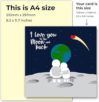 Valentines Day Card for Him or Her Valentine's Day Cards for Girlfriend, Boyfriend, Husband or Wife - Valentine's Day Card for Fiance Fiancee -Love You To The Moon and Back