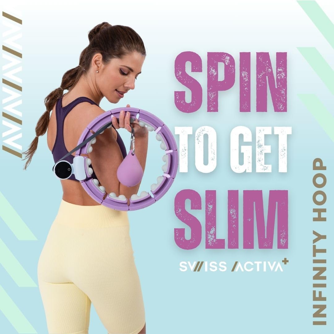 Swiss Activa+ S6+ Infinity Hoop Premium Smart Weighted Hula Hoop with Counter 23-44in- S6+ Smart Hula Hoop Fit - Exercise Equipment - Workout Equipment Hula Hoops for Adults Weight Loss