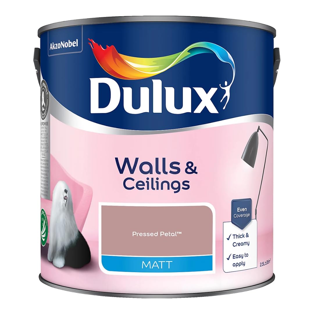 Pressed Petal Walls & Ceilings Matt Emulsion Paint 2.5L – Smooth Creamy Finish, Quick Dry, Low VOC, Easy Application for Interior Walls & Ceilings