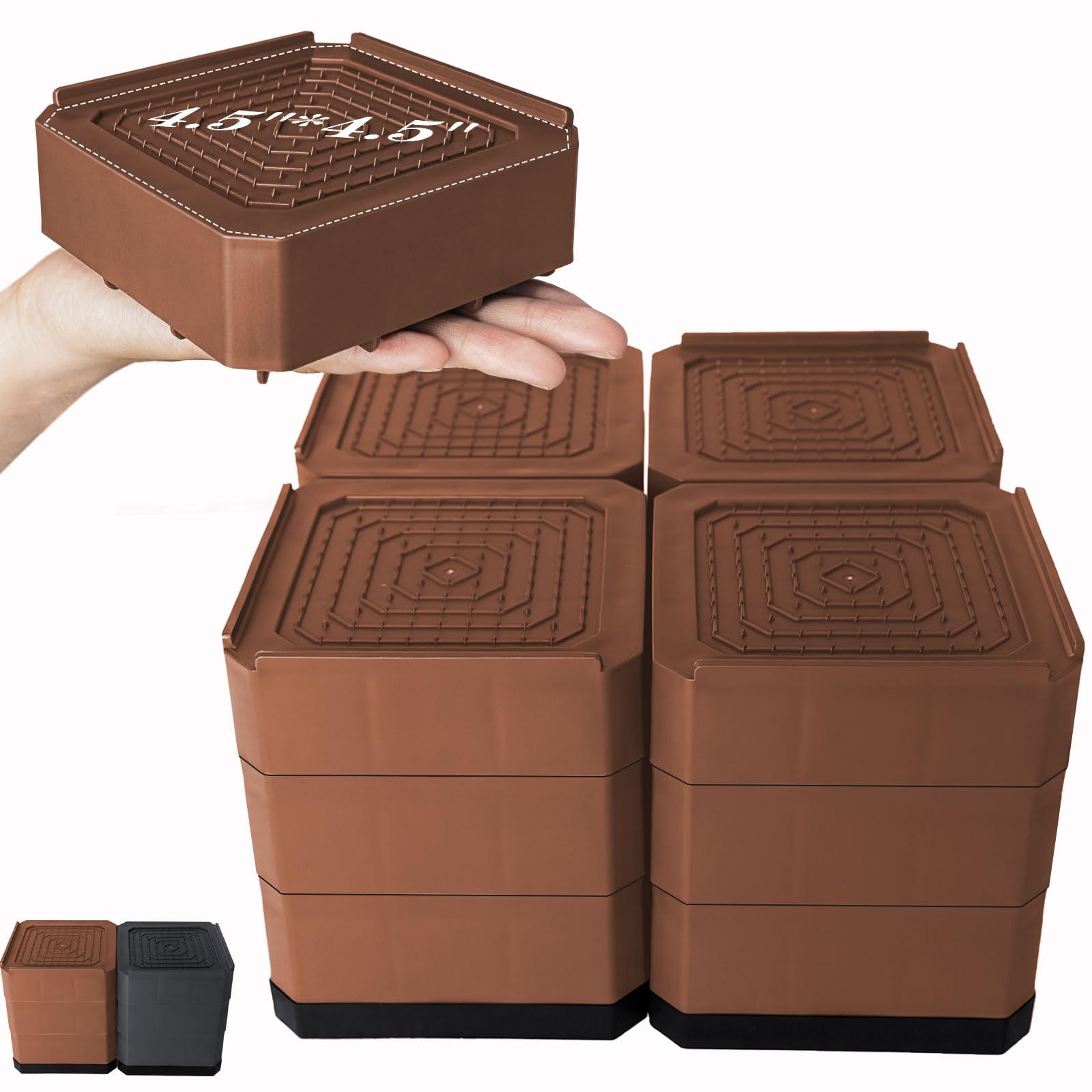 Elevadores de cama de base ancha, apilables, elevadores de muebles de 2, 3.6, 5 pulgadas, resistentes para patas de silla, escritorio, mesa, soporta hasta 6000 libras, solución de