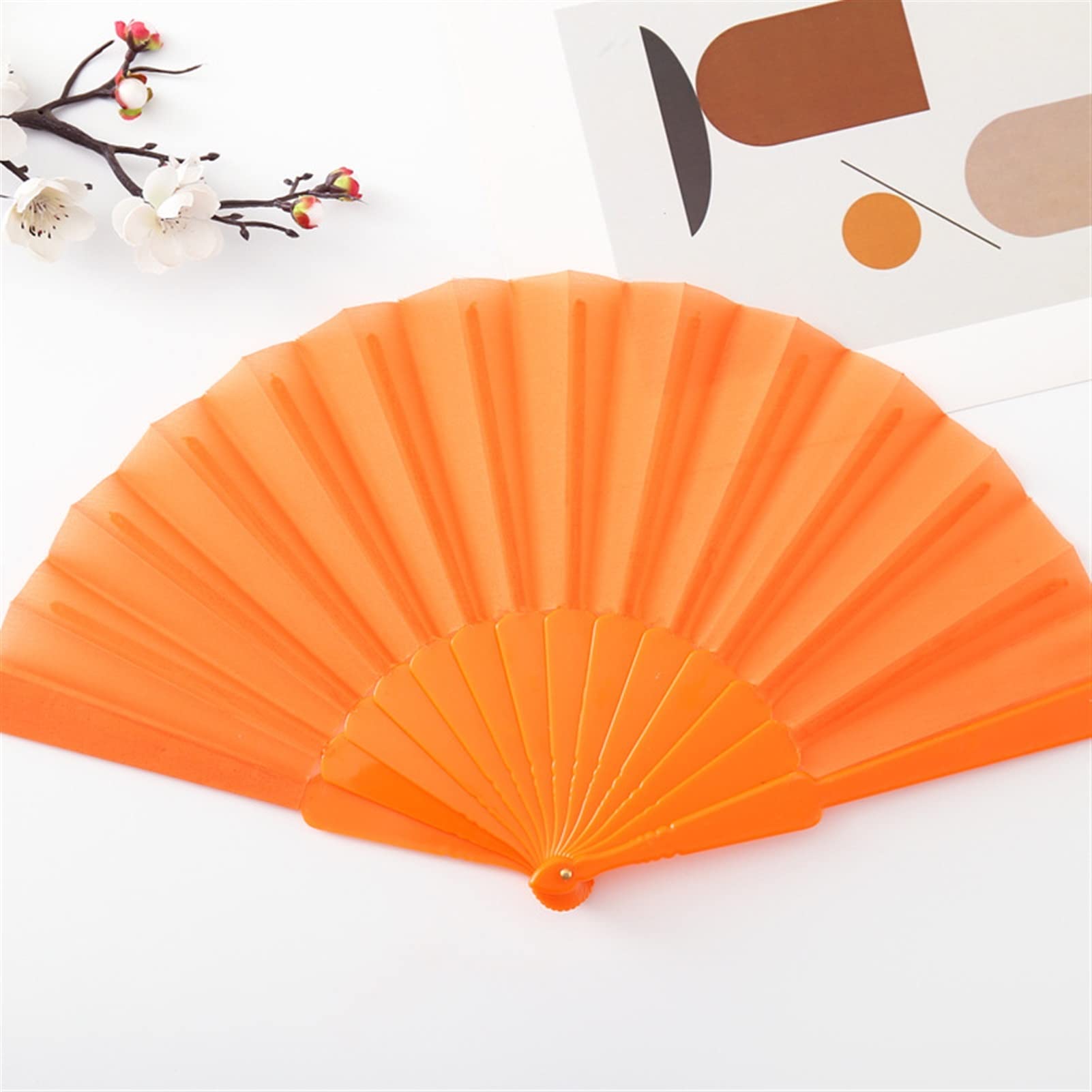 LKLNKVL folding fan, Folding Hand Fan - Room Decoration Gift Craft Plastic Hold Chinese Style Dance Performances Held Party Wedding Supplies Decorative(G)