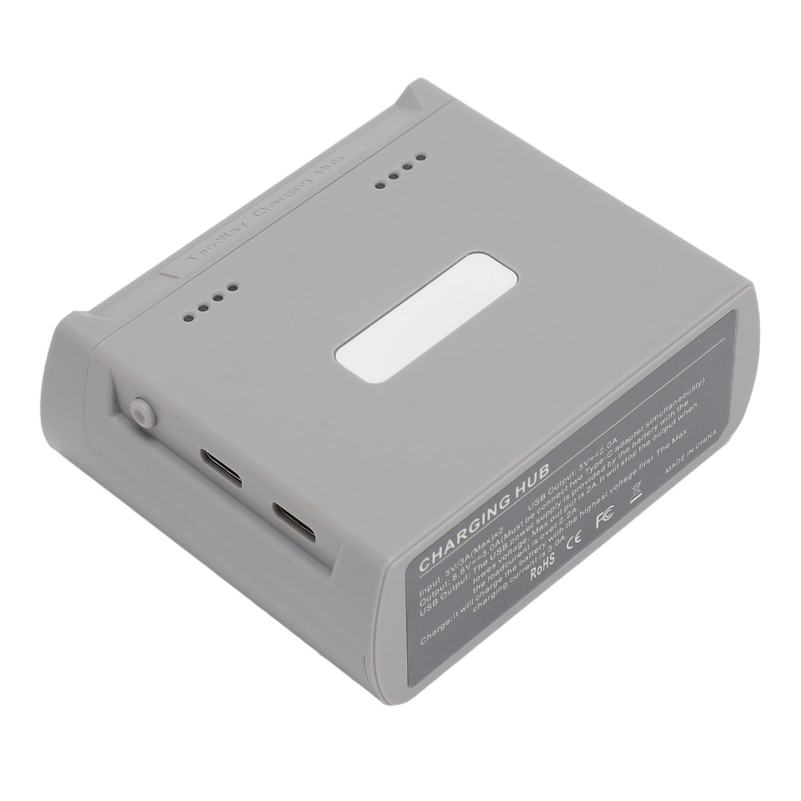 Hub di Ricarica Batteria a 2 Vie, Caricabatterie Rapido con 4 Lampade a LED, Materiale ABS, Compatto e Portatile per Mini 4K, Mini 2, Mini SE Drone, Casa, Viaggi, Affari - Argento