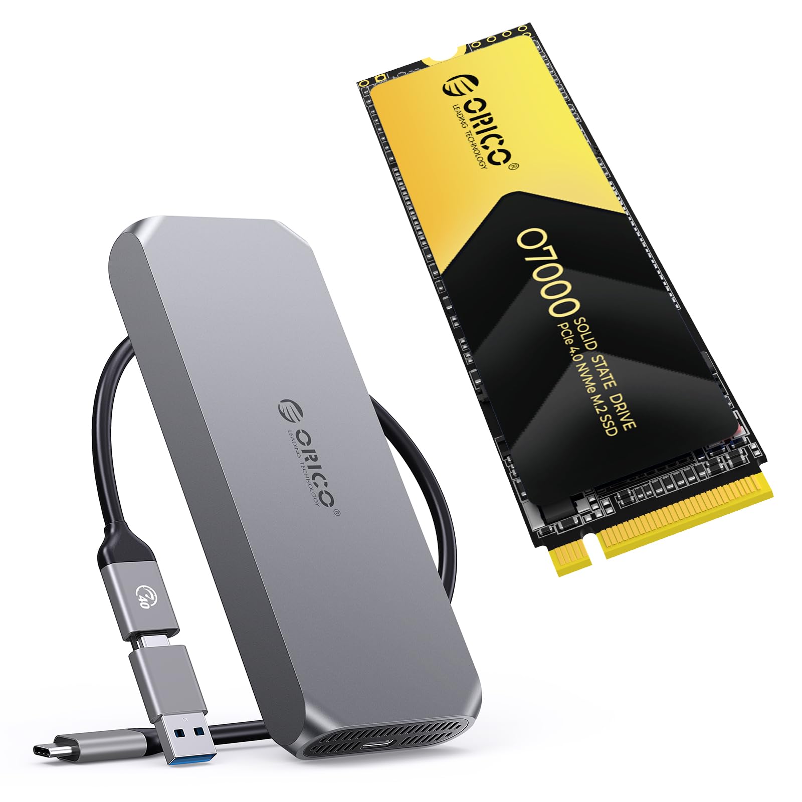 ORICO 40Gbps M.2 NVMe SSD Enclosure with Cooling Fan 8TB Compatible with 2TB NVMe SSD PCIe 4.0- Up to 7000MB/s