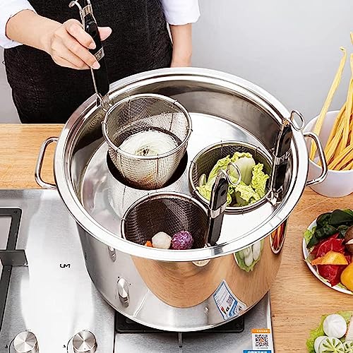 Olla de pasta con cesta coladora de inserción, herramienta de cocina de acero inoxidable para el hogar, cocina y restaurante, diseño eficiente de 3/4/5 agujeros