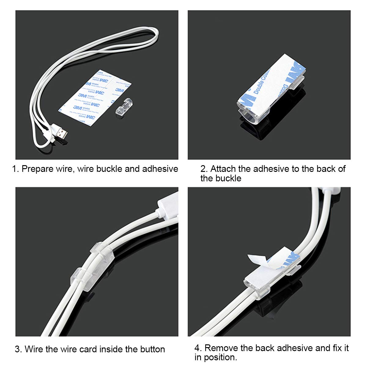 smartect Supporto Cavi Autoadesivo con 3 slot Nero [3 Pezzi] Fermacavi a Muro per Fissare Cavi USB, Elettrici e di Ricarica, Clip per Gestione Cavi sulla Scrivania