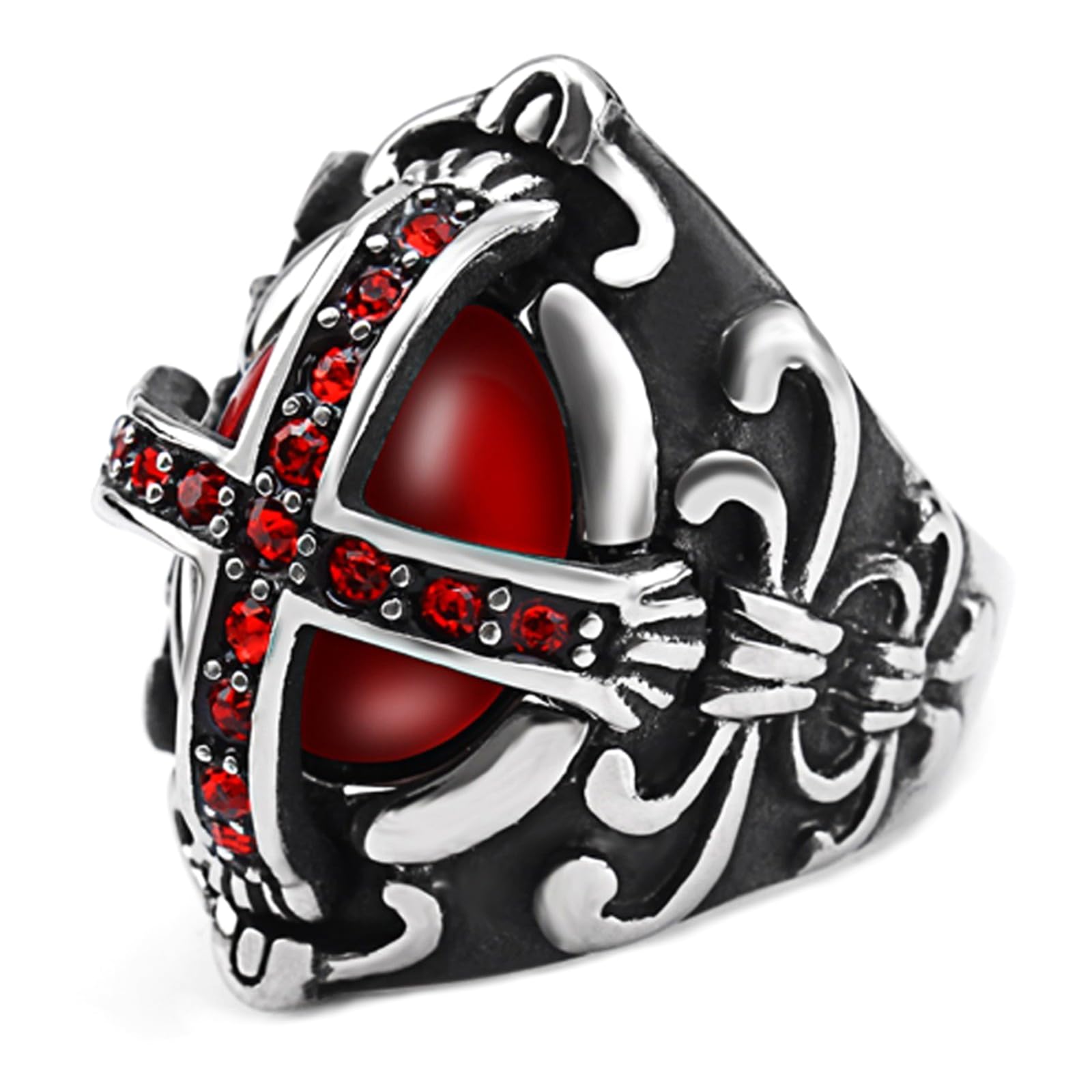VHJdtE Rings, Stainless Steel Gothic Punk Jewellery for Men Women - Unisex Skull Ring with Antique Finish(S)