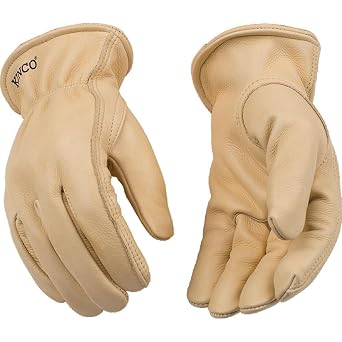 Kinco - Unlined Cowhide Leather Work Gloves, Extremely Durable, Easy-On Cuff, Fitted Elastic Wrist, (Style No. 98)