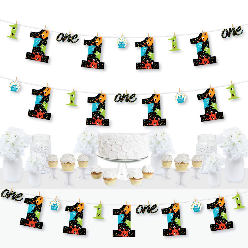 Amazon Com Big Dot Of Happiness 1st Birthday Monster Bash Little Monster First Birthday Party Diy Decorations Clothespin Garland Banner 44 Pieces Toys Games
