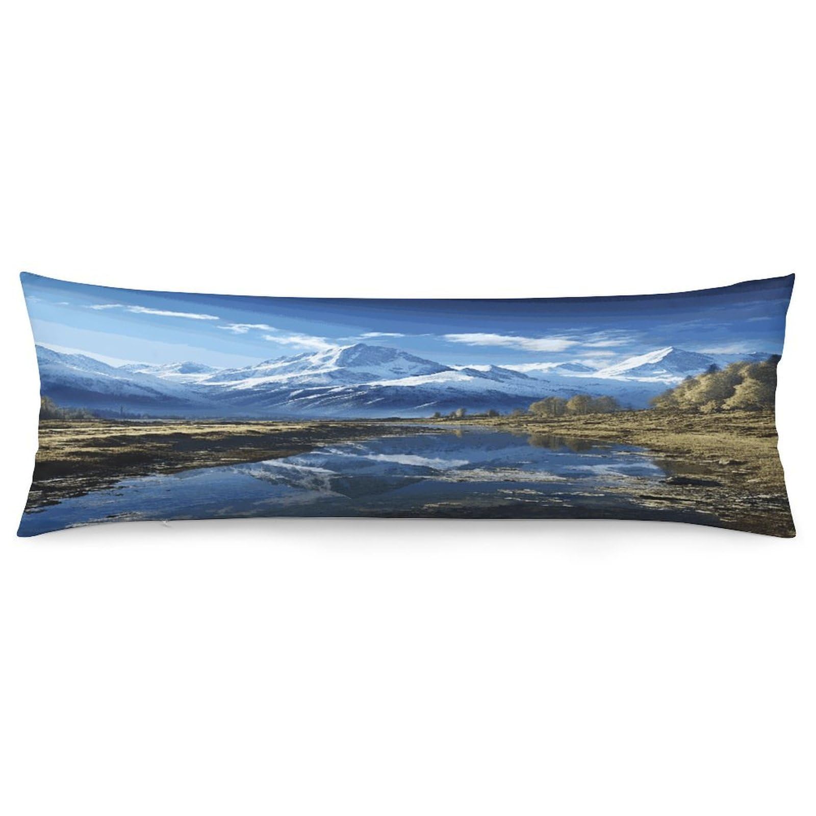 Snowy Mountains Pillowcase Decorative Long Body Pillow Case Soft Breathable Body Pillow Cover Modern Large Pillowcase Cute Body Pillow Pillowcases for Bedroom Couch 18.9 X 53 Inch