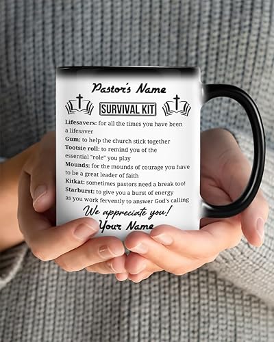 Miniatura 2 de LAVONNE Kit de supervivencia del pastor  Taza de café personalizada para pastor, regalo para hombres y mujeres, regalo religioso, tazas de café