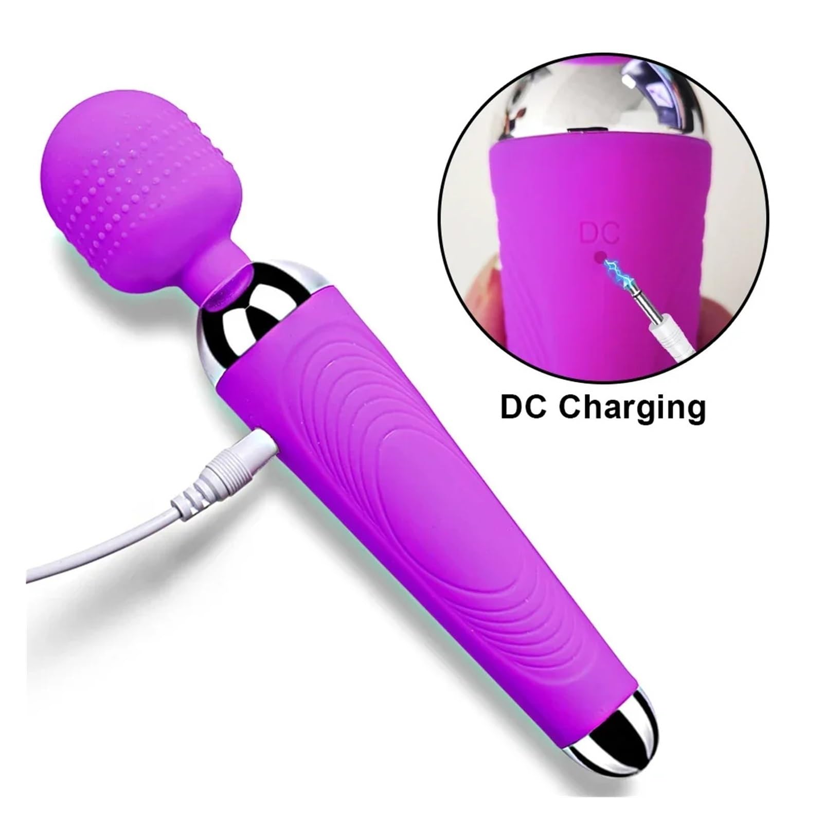 Vibratore a bacchetta portatile for donna Design wireless Velocità regolabile Silicone morbido Ricaricabile tramite USB(AV002A-Black)
