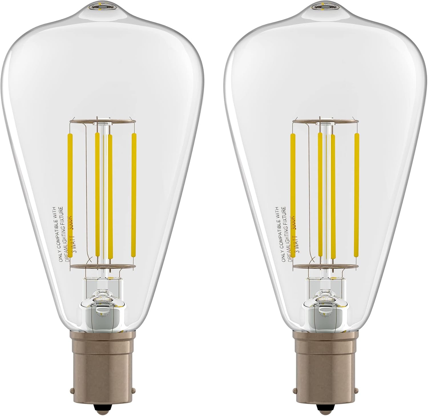 Dream lighting LED Edison Bulb 3W, 150 Lumens, Warm White 3000K, LED Vintage Replace Globe Dinette Light Fixtures, Pack of 2