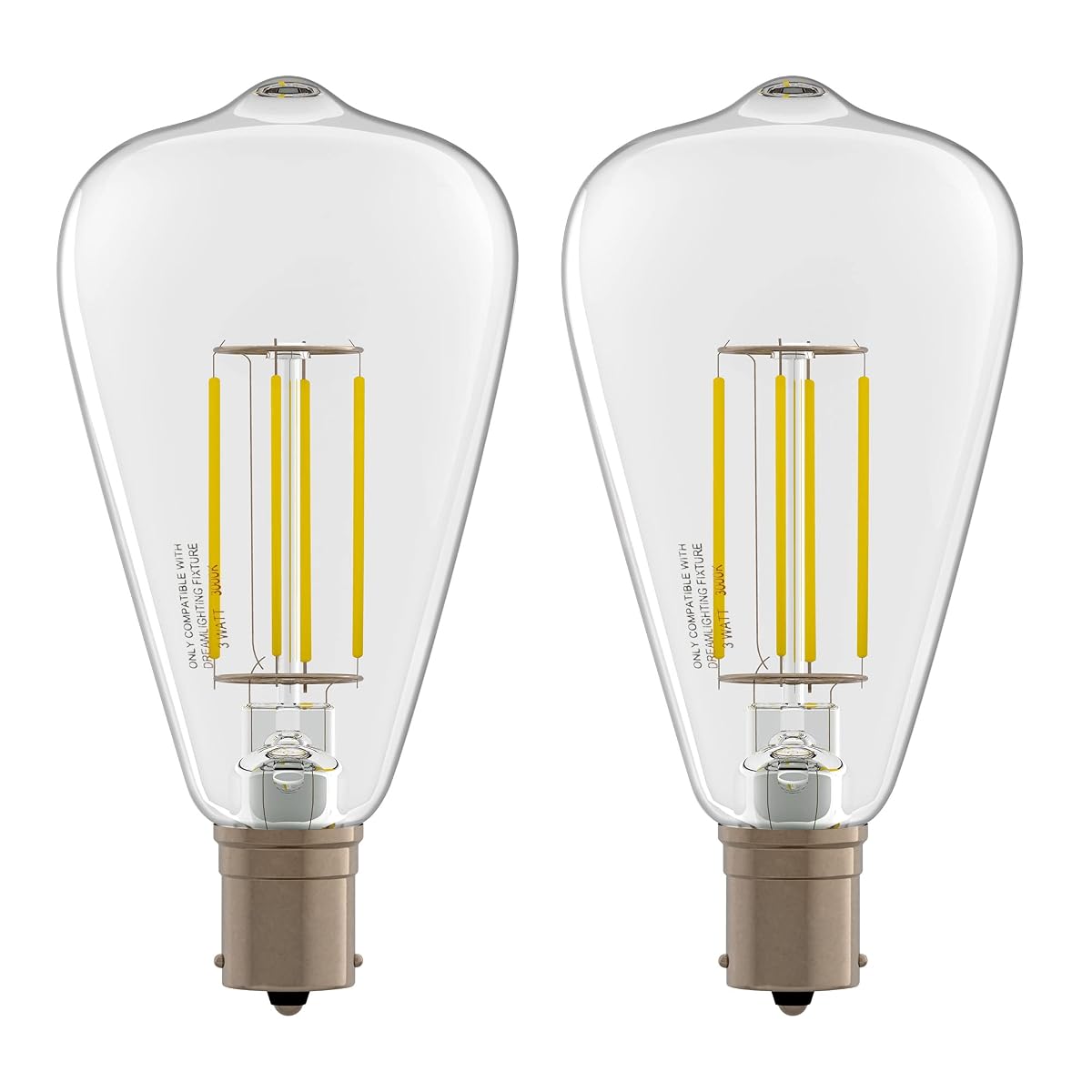 Dream lighting LED Edison Bulb, 3W 150 Lumens, Warm White 3000K, Pack of 2,