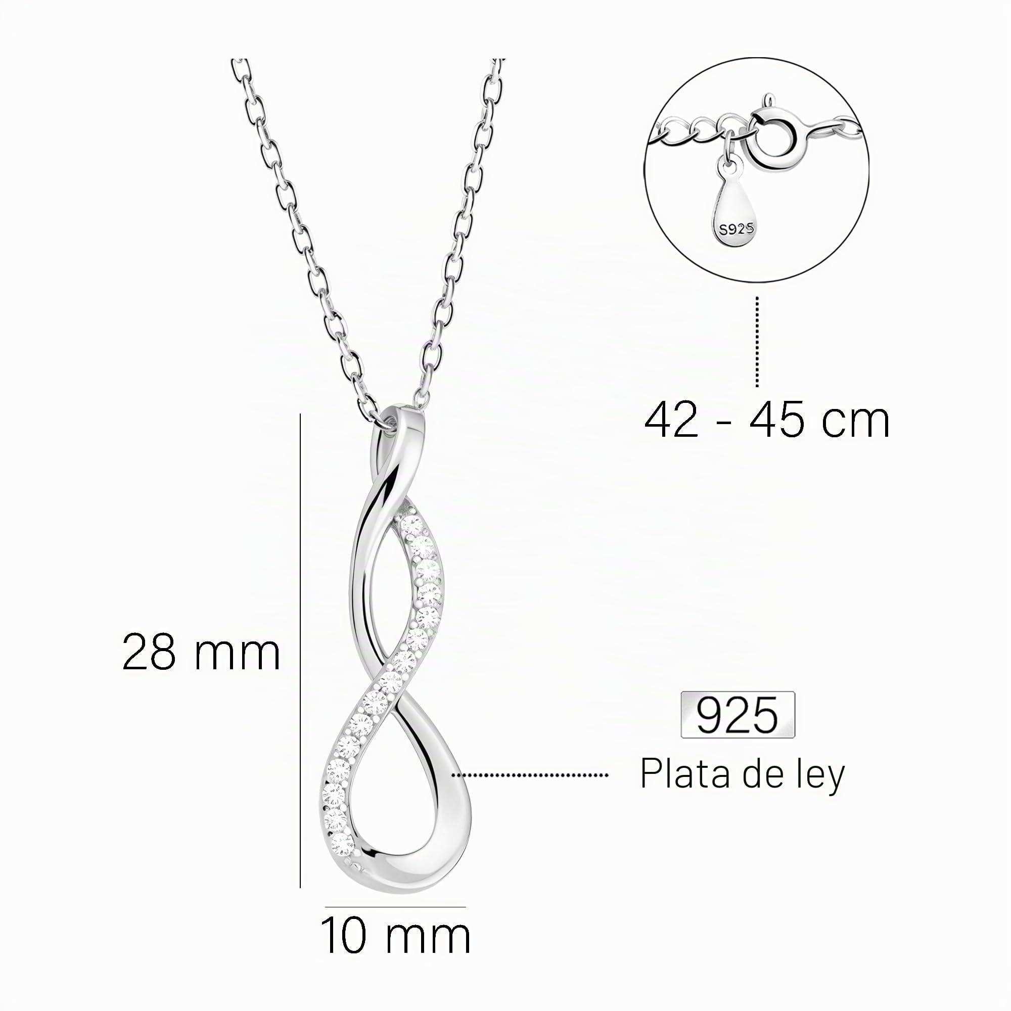 Sofia Milani - Collar para Mujeres en Plata de Ley 925 - Con Circonita - Colgante de Infinito