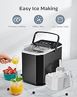 Vista 2 de Silonn - Máquina de hielo para encimera, máquina de hielo portátil con asa de transporte, máquinas de hielo autolimpiables con cesta y cuchara, 9