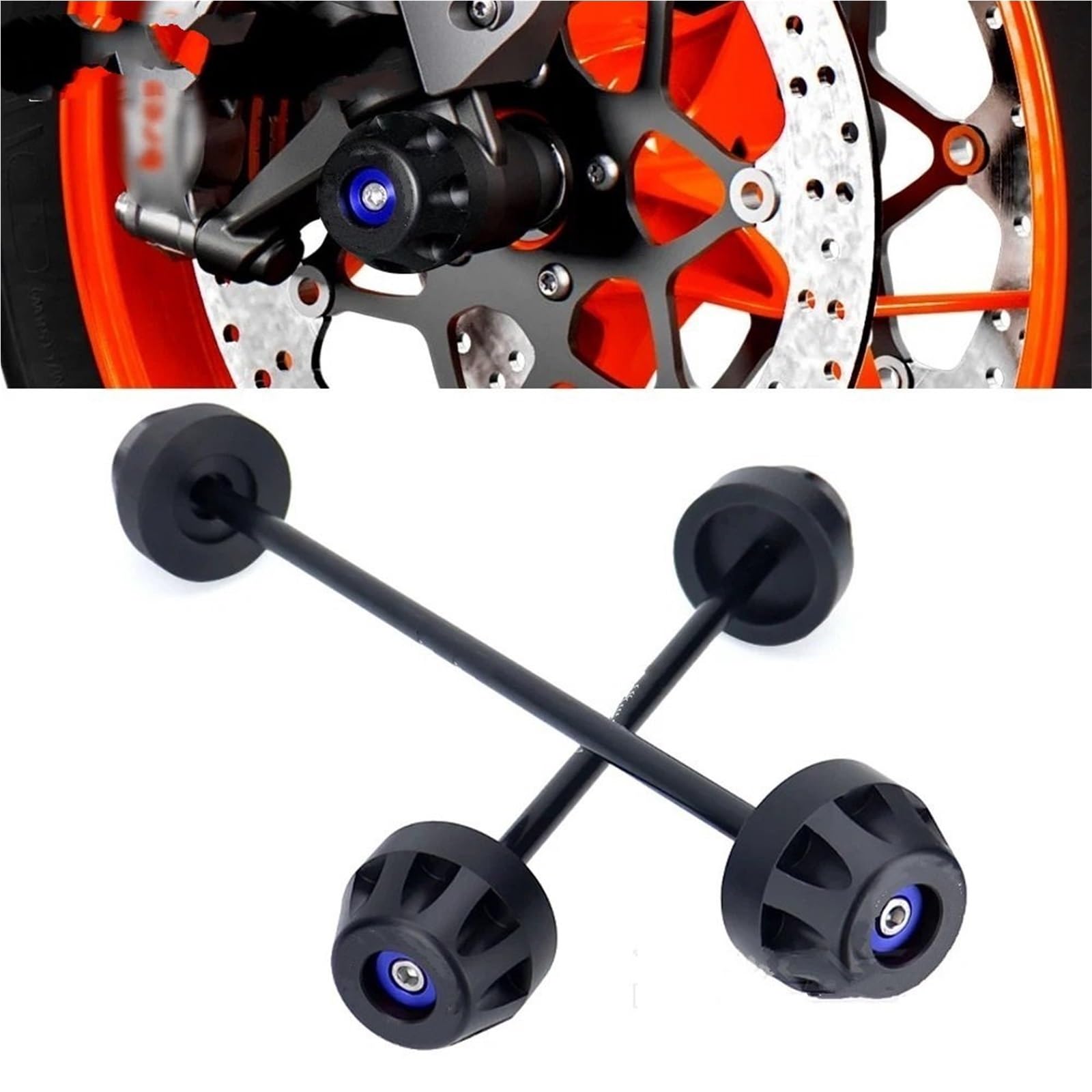 Suwaki ramy motocykla Pasuje Do Duke 790 890 990 Tylna Oś Przednia Widelec Crash Slider Osłona Koła Motocykla Pad Ochraniacze ramy motocykla(Front-Rear Orange)