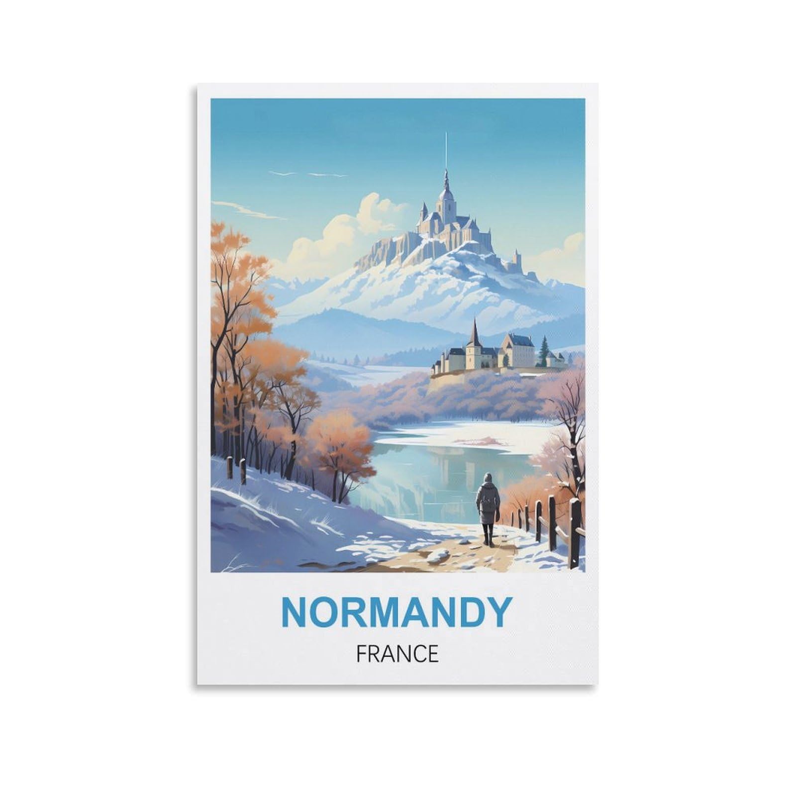 EZMLFA 5D Diamond Art Kits for Beginner,Normandy France,Diamond Picture Art for Beginner, DIY Gem Cross Stitch Creative Gift Home Wall Decor 40x40cm