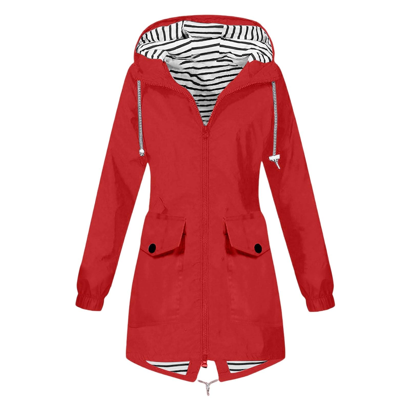 Gabardina con capucha, chaqueta informal larga con cinturón extraíble para viajes al aire libre.