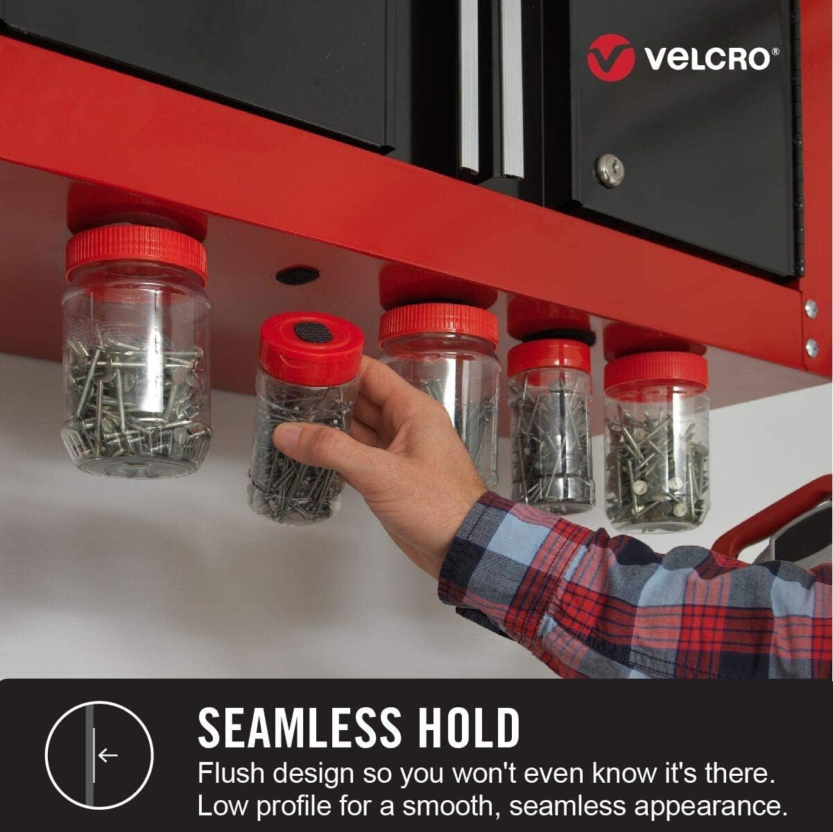 VELCRO Brand Strong Thin Tape | 12ft Heavy Duty Roll Discrete Low Profile Flush Seamless Surface Mount | Holds up to 10lbs in Kitchen or Bathroom | Powerful Fastener Solution for Tough Projects, White : Home & Kitchen