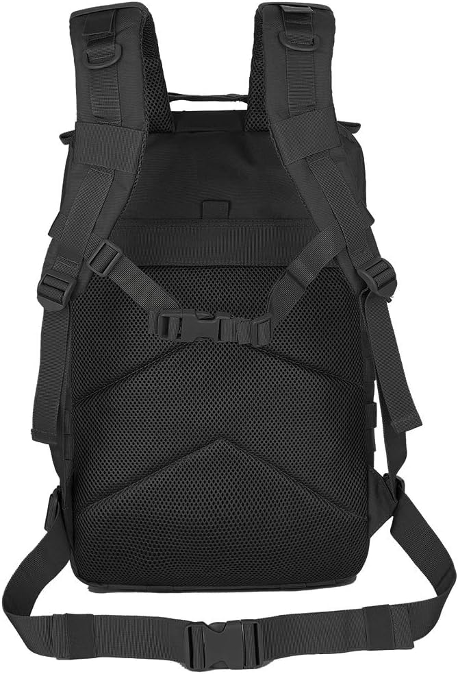 Mochila de viaje Tácticas Militar, 45L Bolsa equipaje de mano, cabina, Crossfit, Impermeable Supervivencia, Montañismo, Senderismo, Trekking, Acampada (Negro)