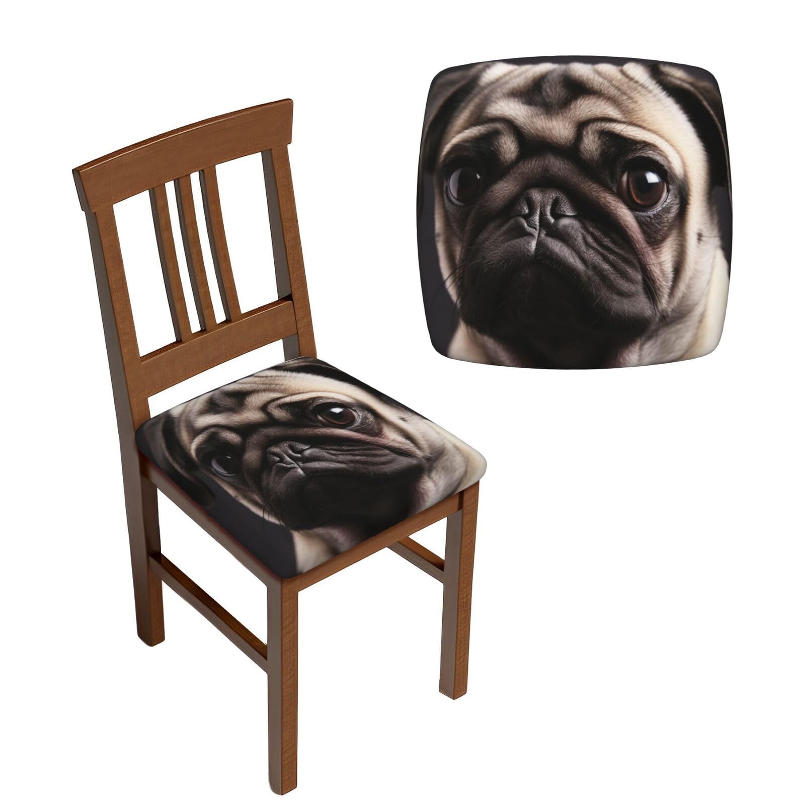 FodPand 4PCS Dining Chair Covers for Dining Room Pug Chair Seat Cover Stretch Parsons Chair Slipcover Removable Washable Seat Cushion Slipcovers Cover for Kitchen Office