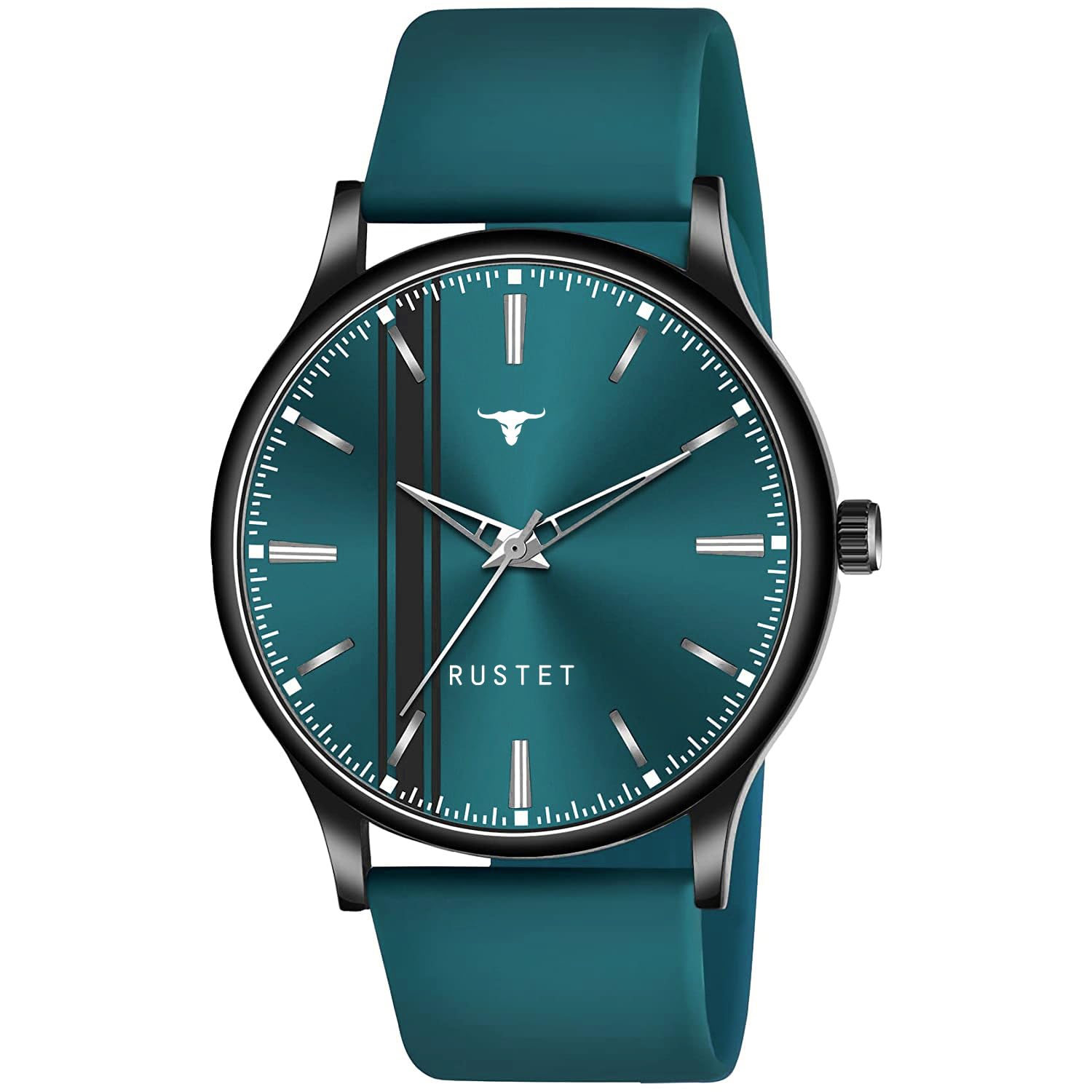 RUSTETSilicone Strap Analog Wrist Watch for Men (Black/Blue/Red) | LD-BK054