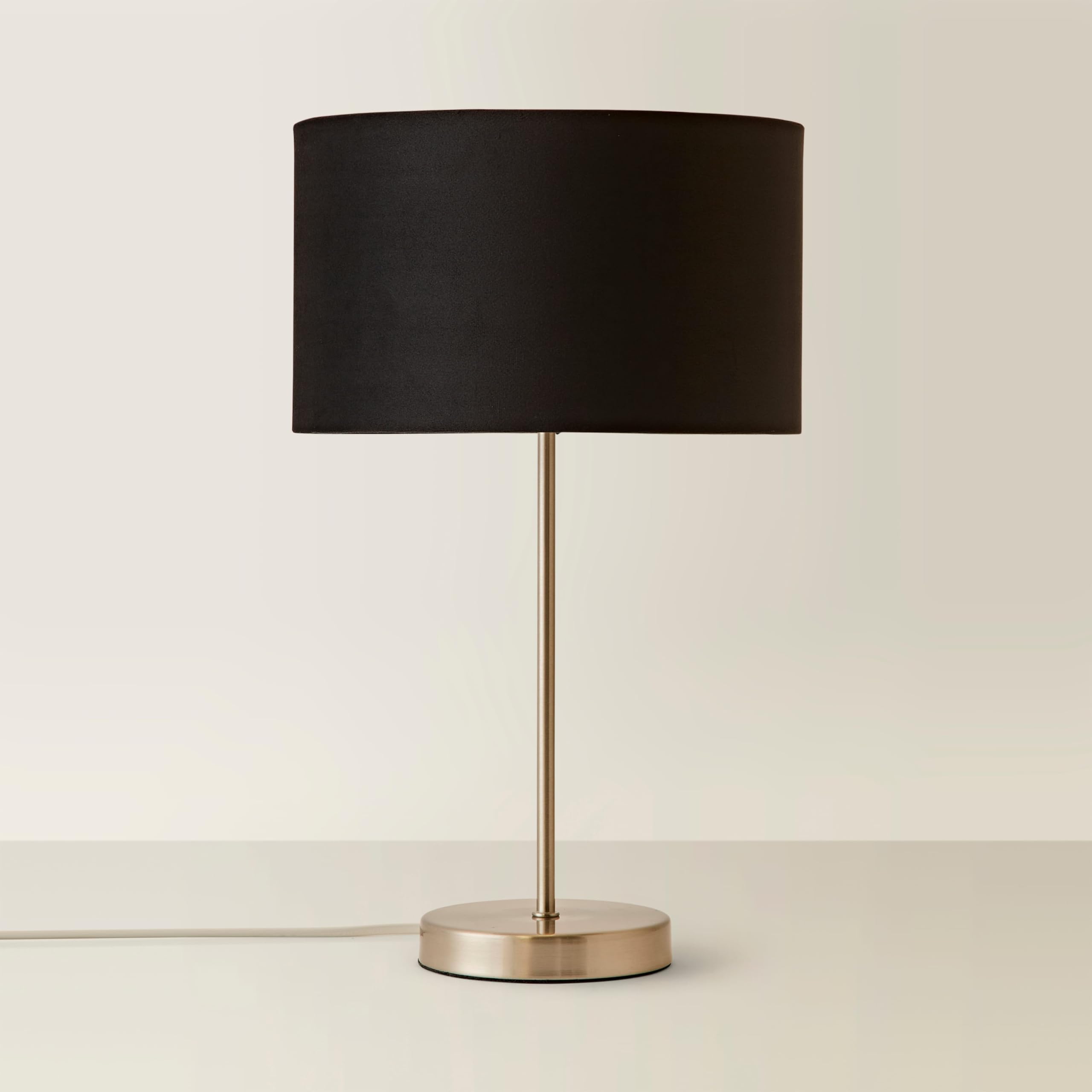 ValueLights | Modern Single Stem Brushed Chrome Table Lamp with a Black Velvet Drum Shade | Table Lamps, Home Décor & Improvement Essential