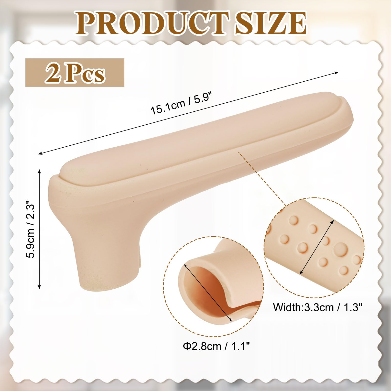 PATIKIL 5.9 Inch Door Handle Cover Silicone Sleeve Protector, 2Pcs Cushion Cover Protect Hands for Kitchen Bathroom Bedroom Beige - Image 2