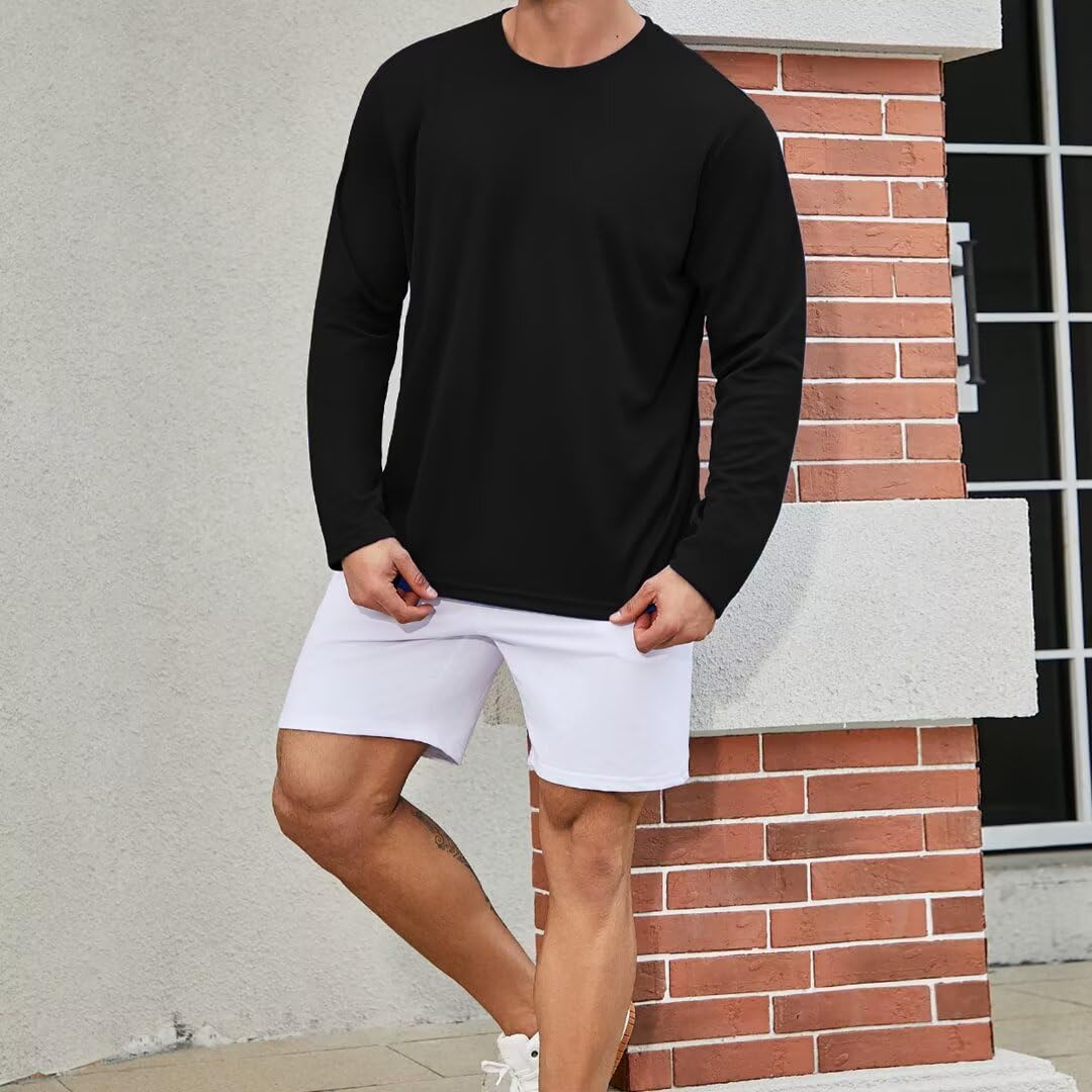 Paquete de camisetas de manga larga transpirables con protección solar UPF 50+ para hombre, con protección solar y capucha