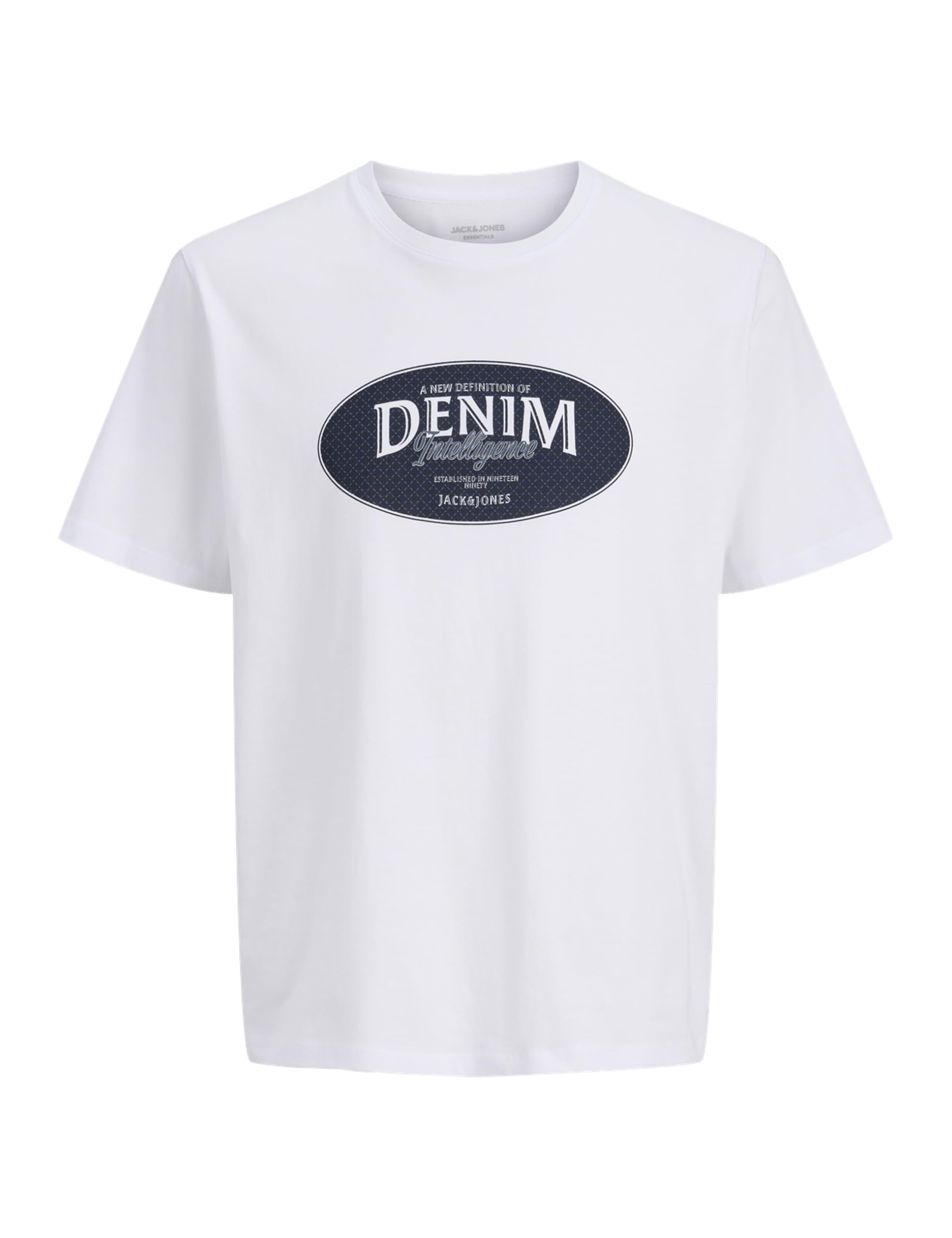 JACK & JONES Jjedover Denim Tee SS O-Neck Noos, White, L