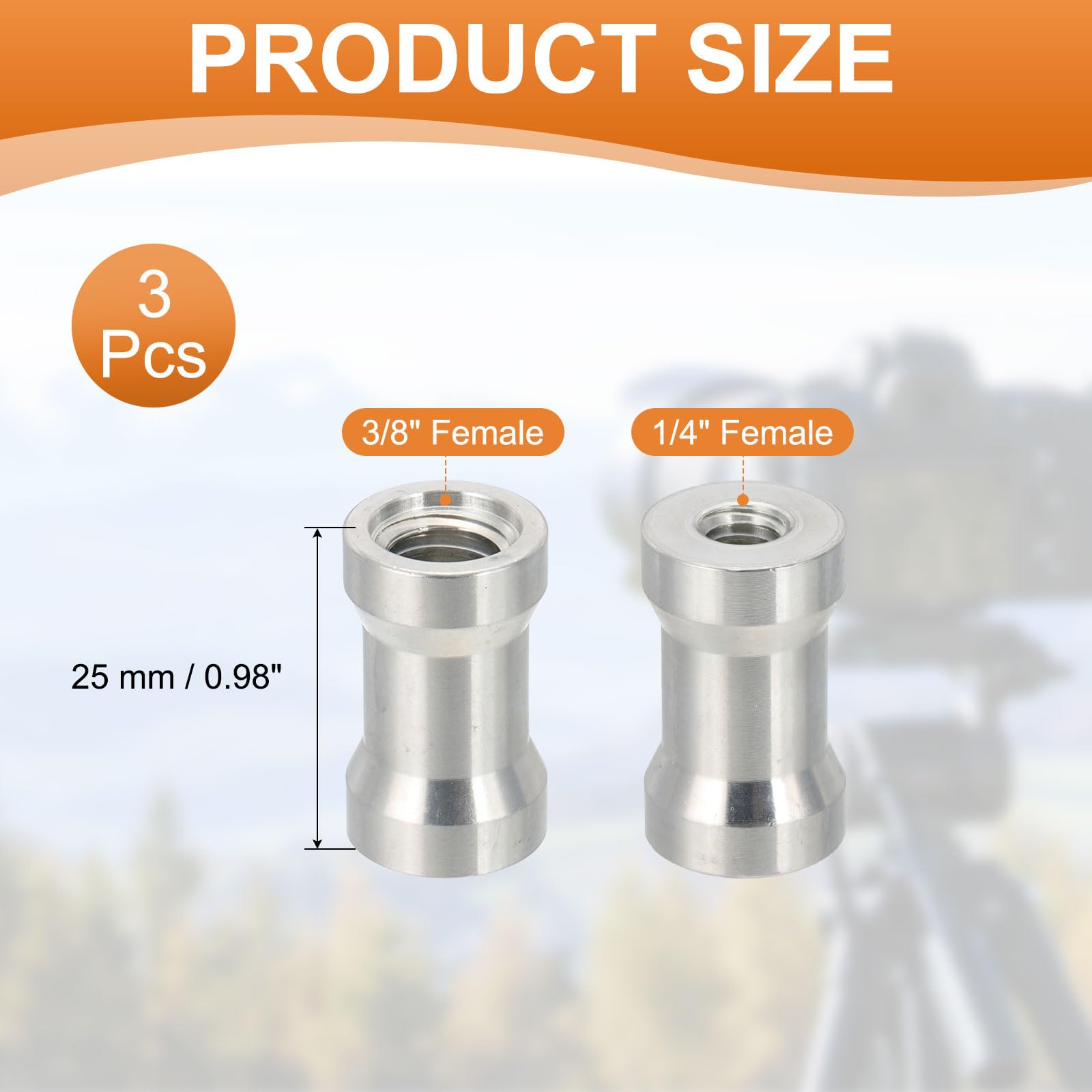 PATIKIL Konwerter śrubowy do aparatu fotograficznego 1/4" na 3/8" żeński na żeński, 3 sztuki w zestawie adapter do statywu, trzpień wrzecionowy do stojaka, adapter do lampy Cold Shoe, głowica kulowa
