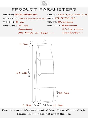 Miniatura 6 de AARAINBOW Paquete de 1 organizador de bolso colgante para armario, organizadores de almacenamiento de bolsos para mujer, soporte organizador de