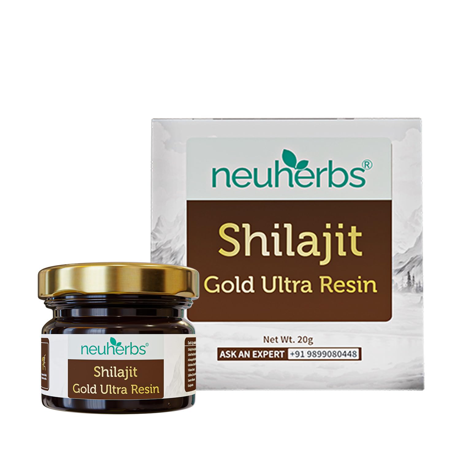 Neuherbs Shilajit Gold Ultra Resin - 20g | Gold Shilajeet Supplement With Ashwagandha, Gokshura, Saffron, Swarna bhasma & Trikatu | Boost Energy, Stamina & Strength | Lab Tested For Heavy Metal