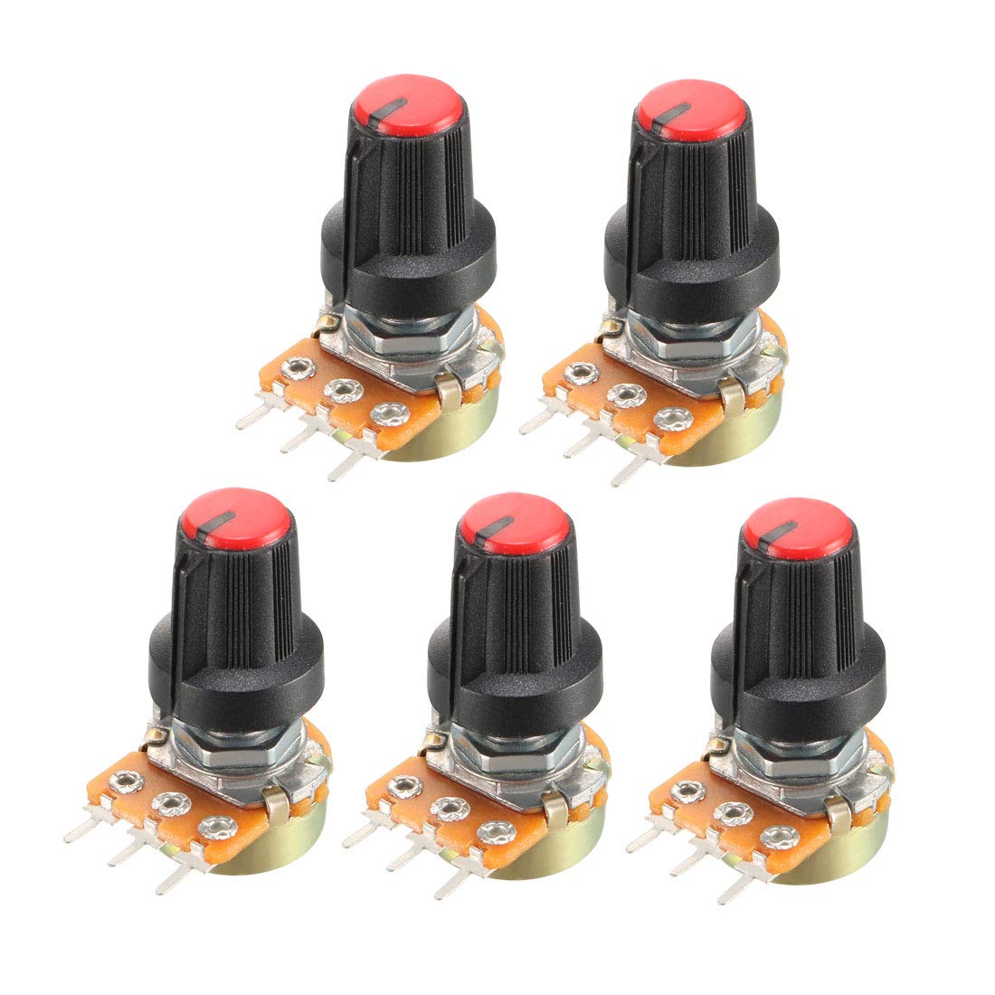 Potentiomètre Rotatif Double Linéaire 100K Ohm – 6 Broches, Arbre 20mm, Pour Réglage électronique (lot De 5)