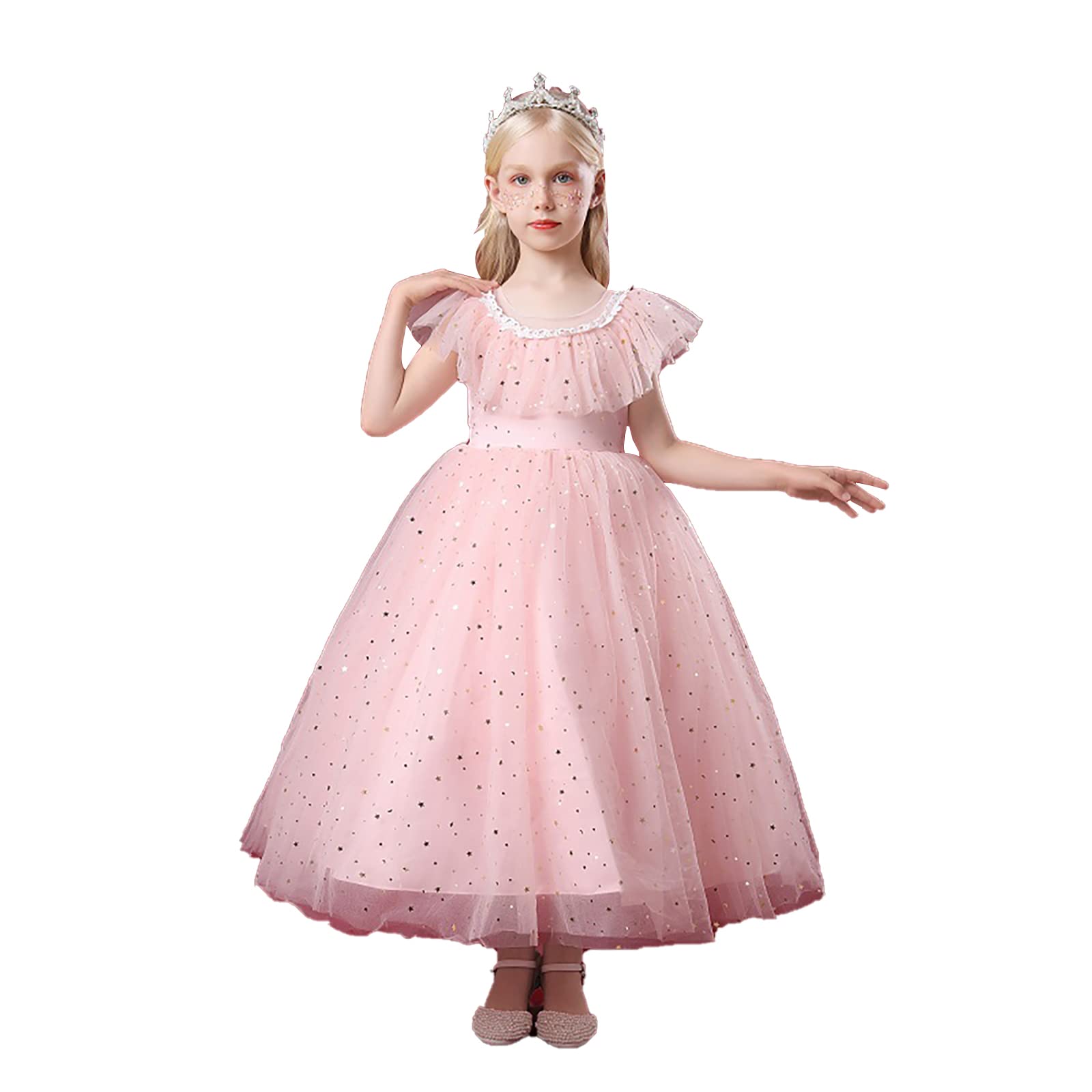 Toddler Rainbow Wedding Party Kids Dresses for Girls Open back Sparkly Princess Gown 2-9Years