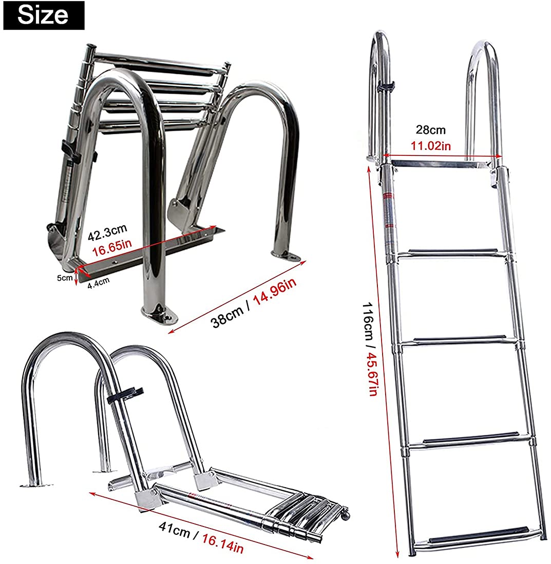 Scaletta Piscina/Barca In Acciaio Inox | 4 Gradini, Pieghevole, Per Pontoni, Yacht - Foto 8