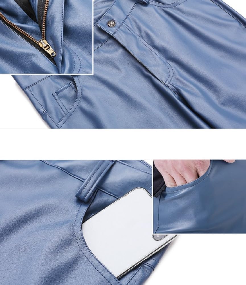 Sorrica Men's Faux Leather Pants Slim Fit Stretch Nightclub Disco Skinny Trousers - Image 5